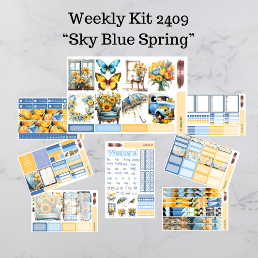 Weekly Kit 2409 - Sky Blue Spring - Vertical Layout