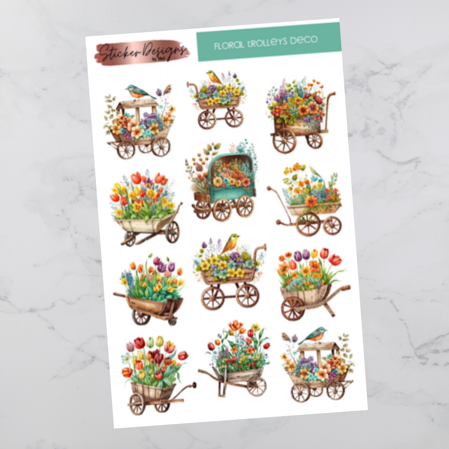 Floral Trolleys - Deco Stickers