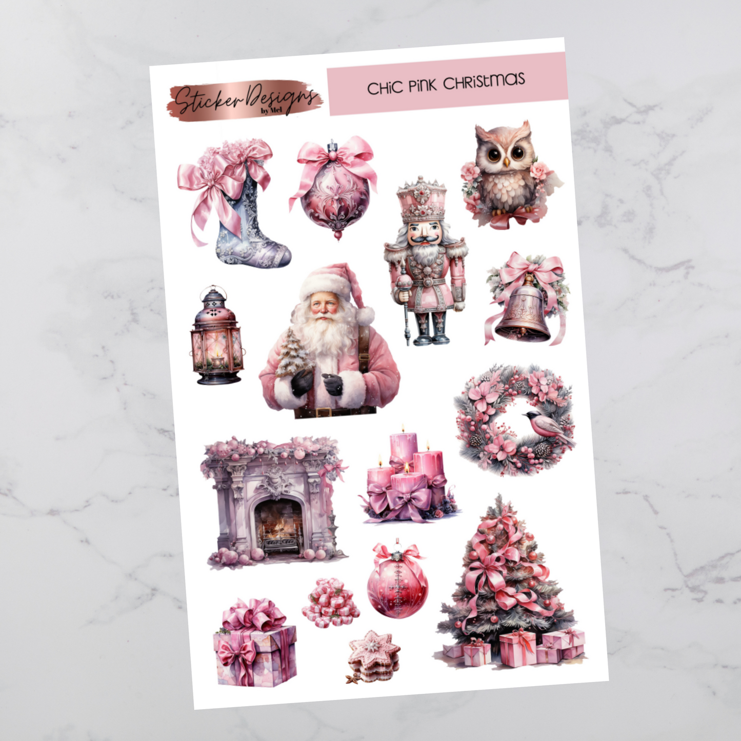 Chic Pink Christmas Deco - Deco Stickers
