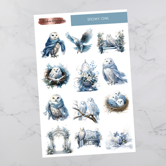 Snowy Owl Deco Sticker Sheet