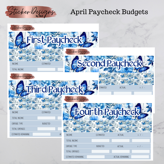 April 2024 Paycheck Budget Sheets