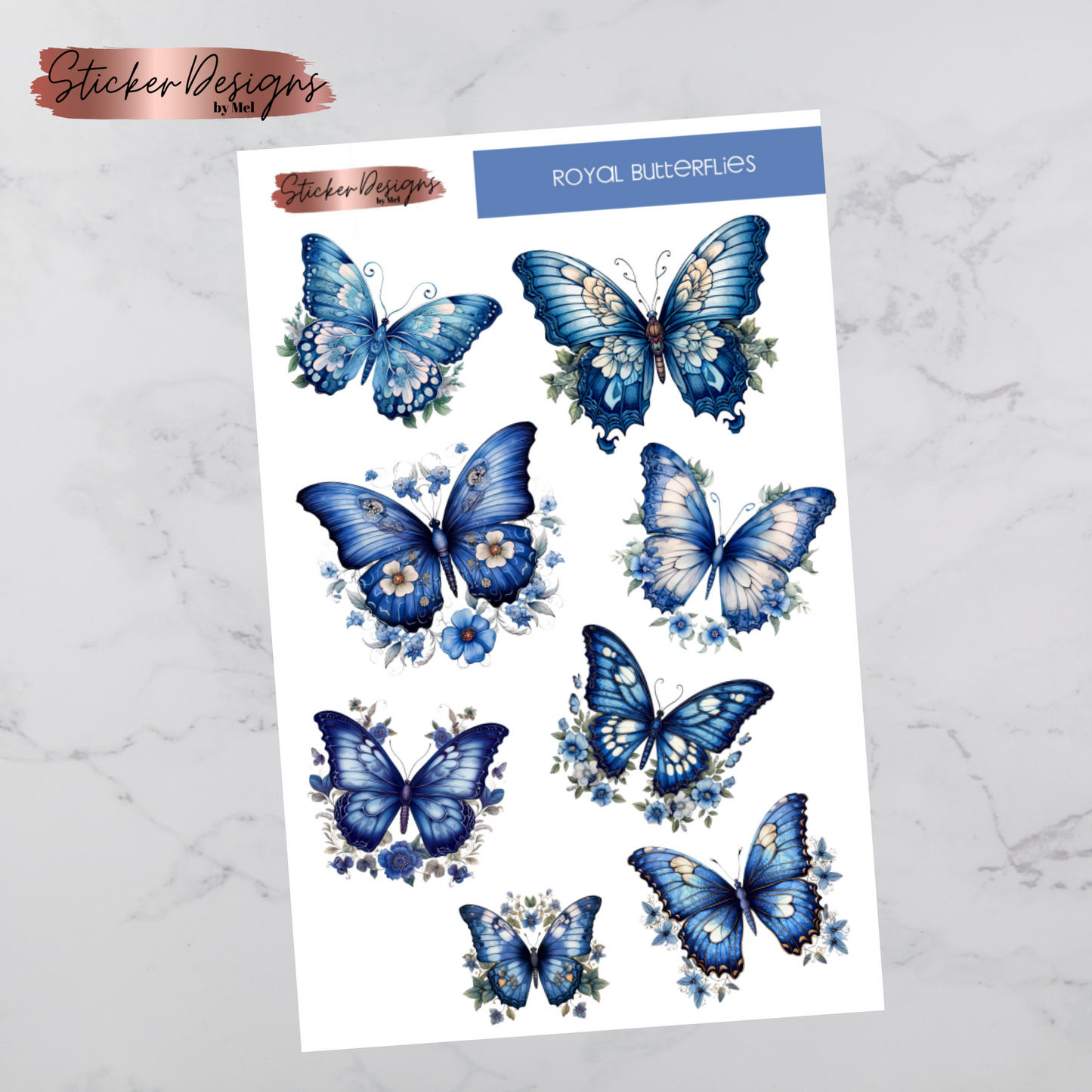 Royal Butterflies Deco Sticker Sheet