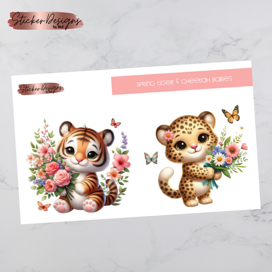 Spring Baby Tiger & Cheetah - Jumbo - Deco Sticker Sheet