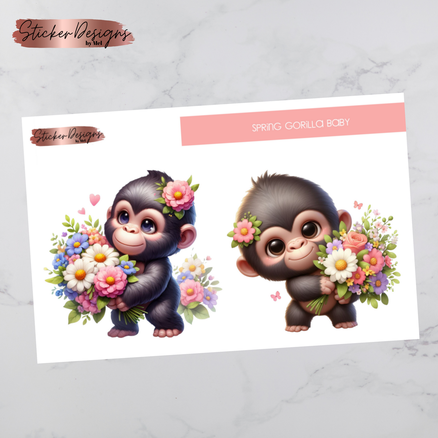 Spring Baby Gorilla - Jumbo - Deco Sticker Sheet