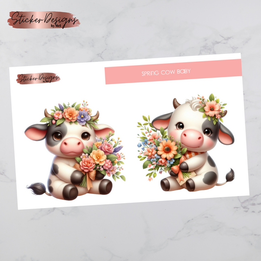 Spring Baby Cow- Jumbo - Deco Sticker Sheet