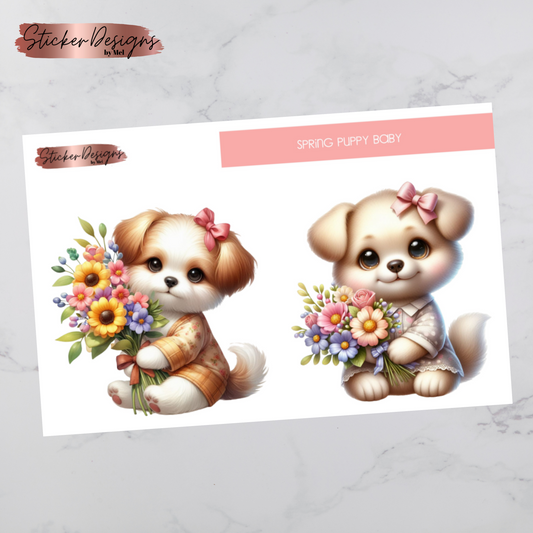 Spring Baby Puppy - Jumbo - Deco Sticker Sheet