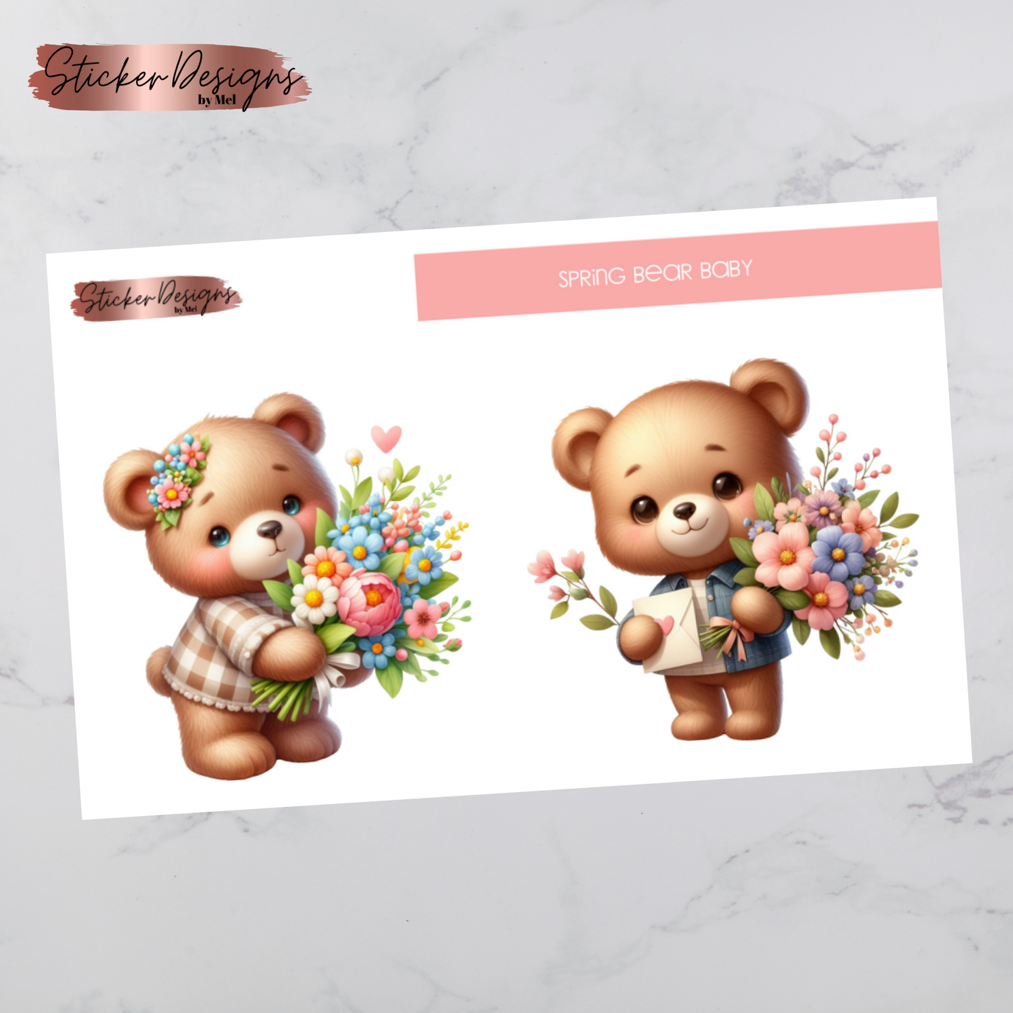Spring Baby Bear - Jumbo - Deco Sticker Sheet