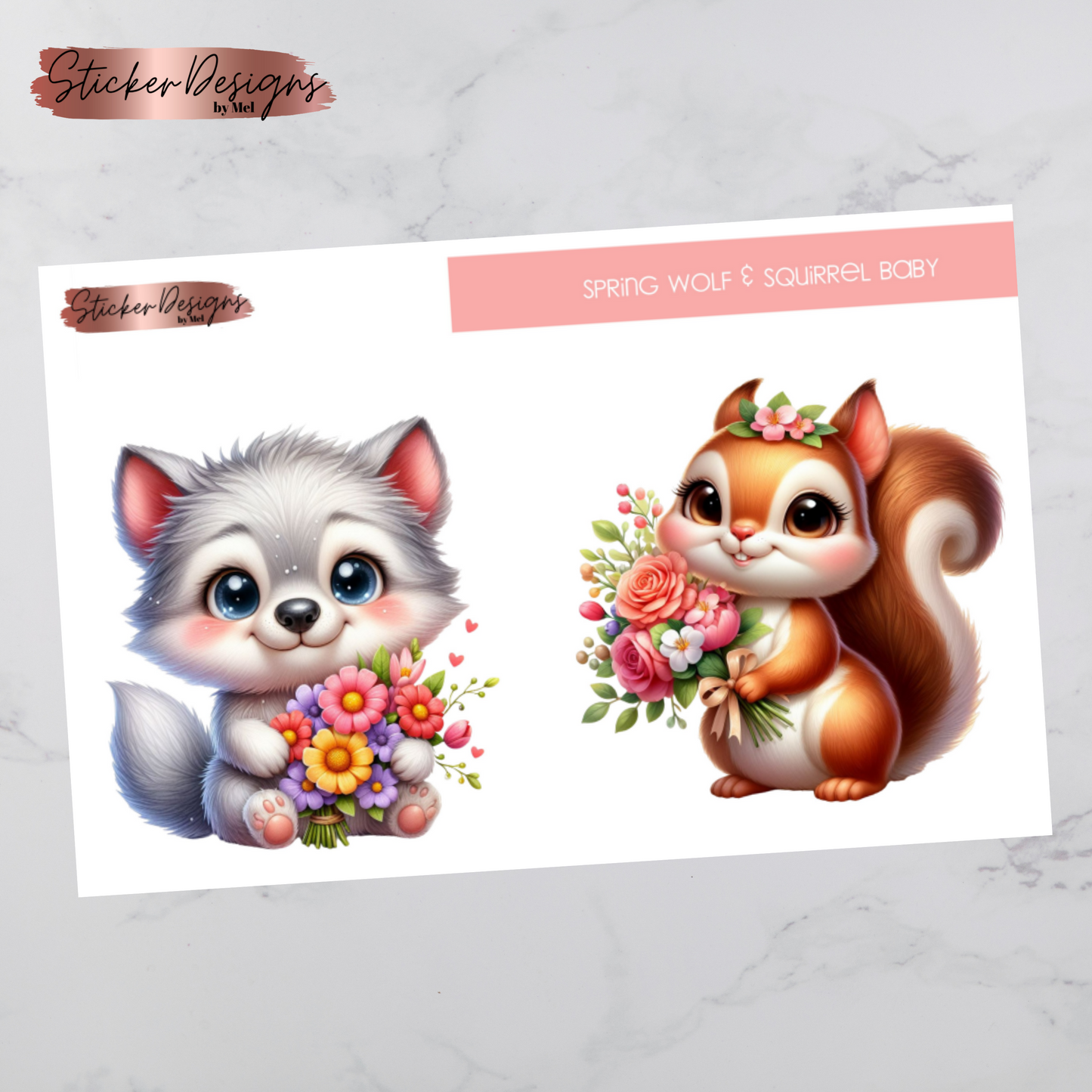 Spring Baby Wolf & Squirrel - Jumbo - Deco Sticker Sheet
