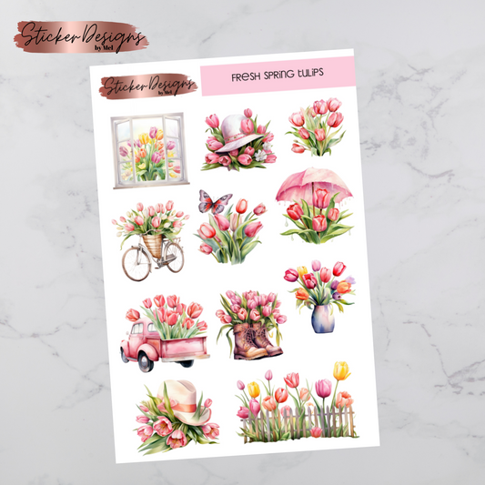 Fresh Spring Tulips Deco Sticker Sheet